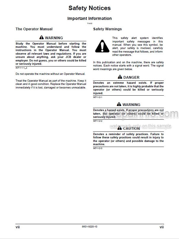 Photo 4 - JCB 3CX 4CX Operators Manual Backhoe Loader 9801-9180