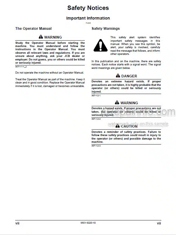 Photo 4 - JCB 3CX 4CX Operators Manual Backhoe Loader 9801-9180