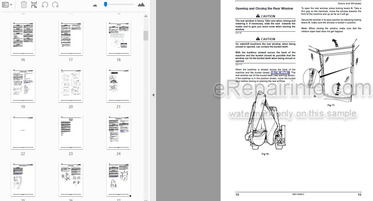Photo 3 - JCB 3CX 4CX Operators Manual Backhoe Loader 9801-9400-2