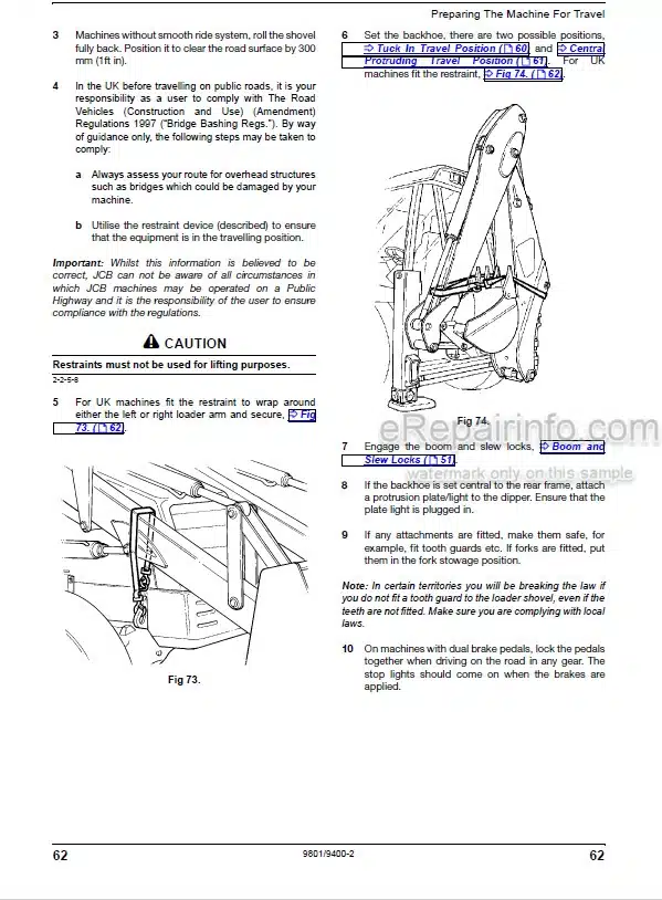 Photo 7 - JCB JS115 JS130 JS130LC JS145 JS160 JS180 JS190 JS200 JS235 JS240 JS260 JS330 Operators Manual Excavator 9801-8960-9