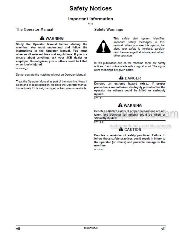 Photo 4 - JCB 3CX 4CX Operators Manual Backhoe Loader 9811-0540