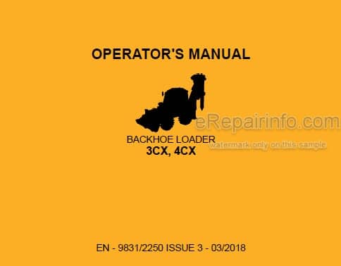 Photo 4 - JCB 3CX 4CX Operators Manual Backhoe Loader 9831-2250
