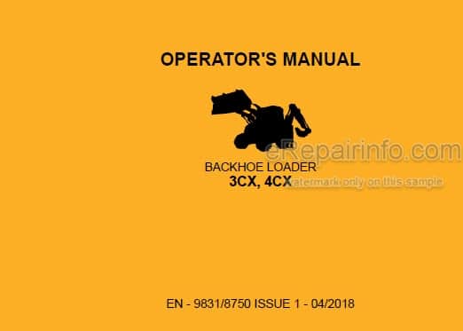 Photo 4 - JCB 3CX 4CX Operators Manual Backhoe Loader 9831-8750