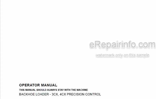 Photo 4 - JCB 3CX 4CX Precision Control Operators Manual Backhoe Loader