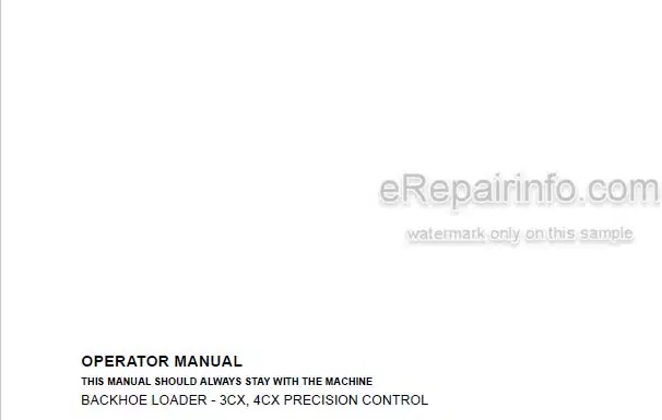 Photo 4 - JCB 3CX 4CX Precision Control Operators Manual Backhoe Loader