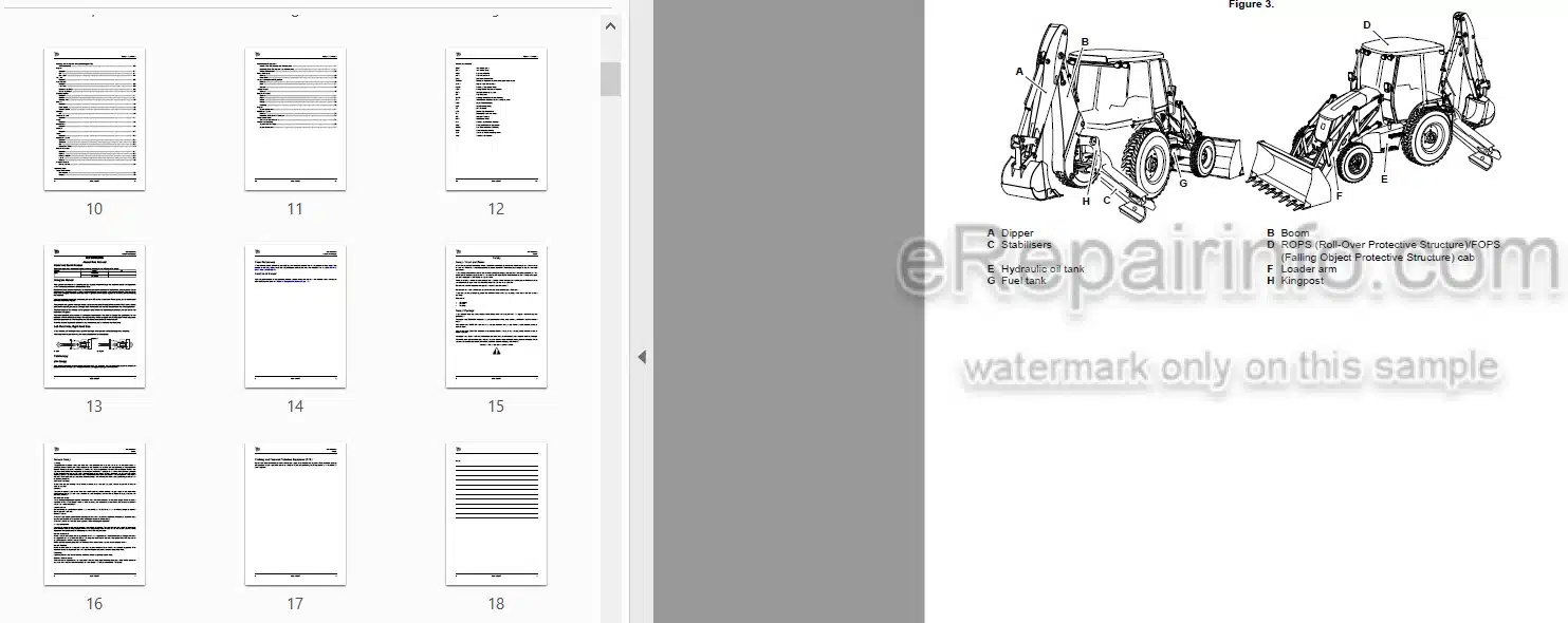 Photo 3 - JCB 3CX Operators Manual Backhoe Loader 9821-9250