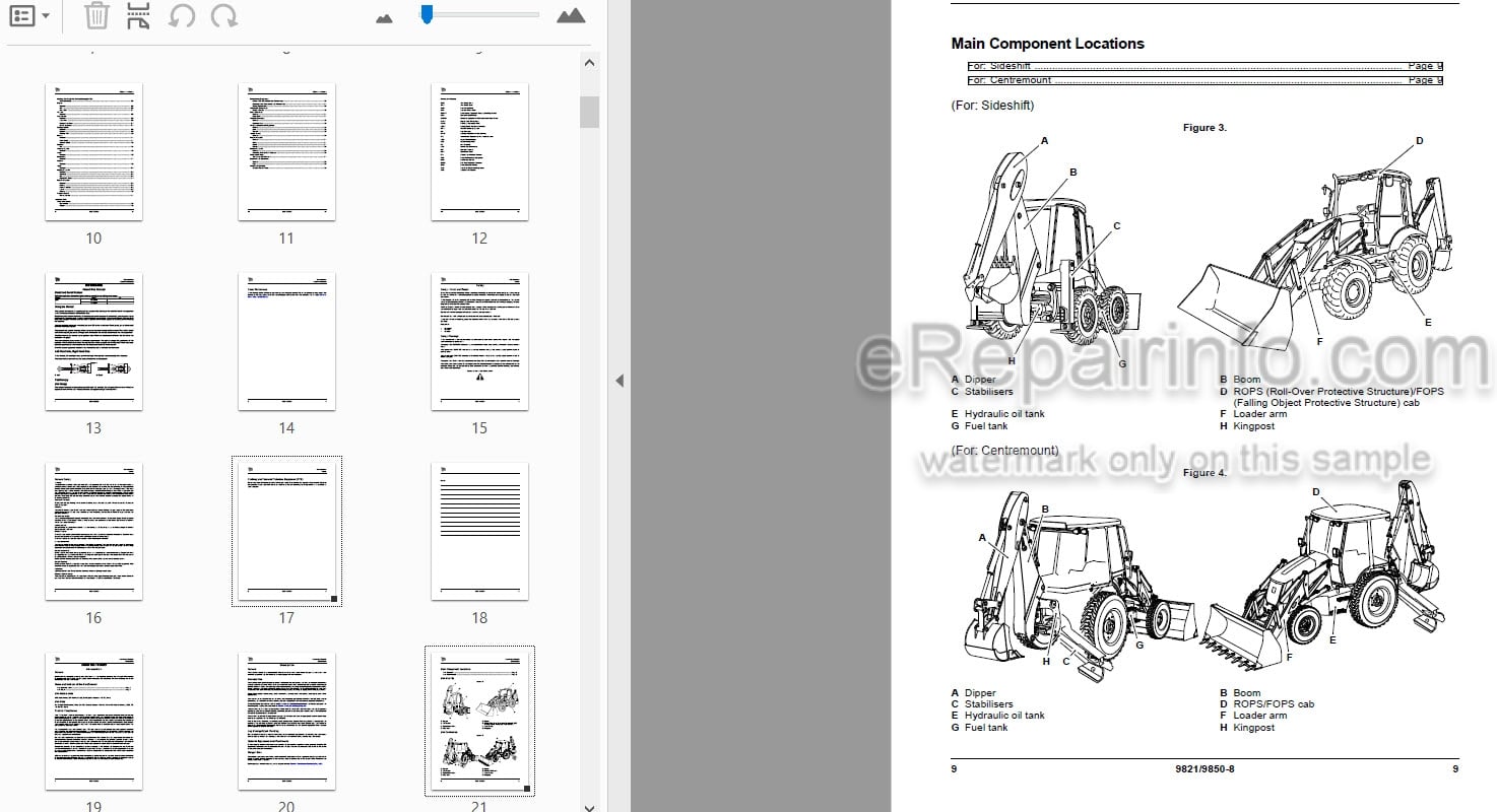 Photo 4 - JCB 3CX Operators Manual Backhoe Loader 9821-9850