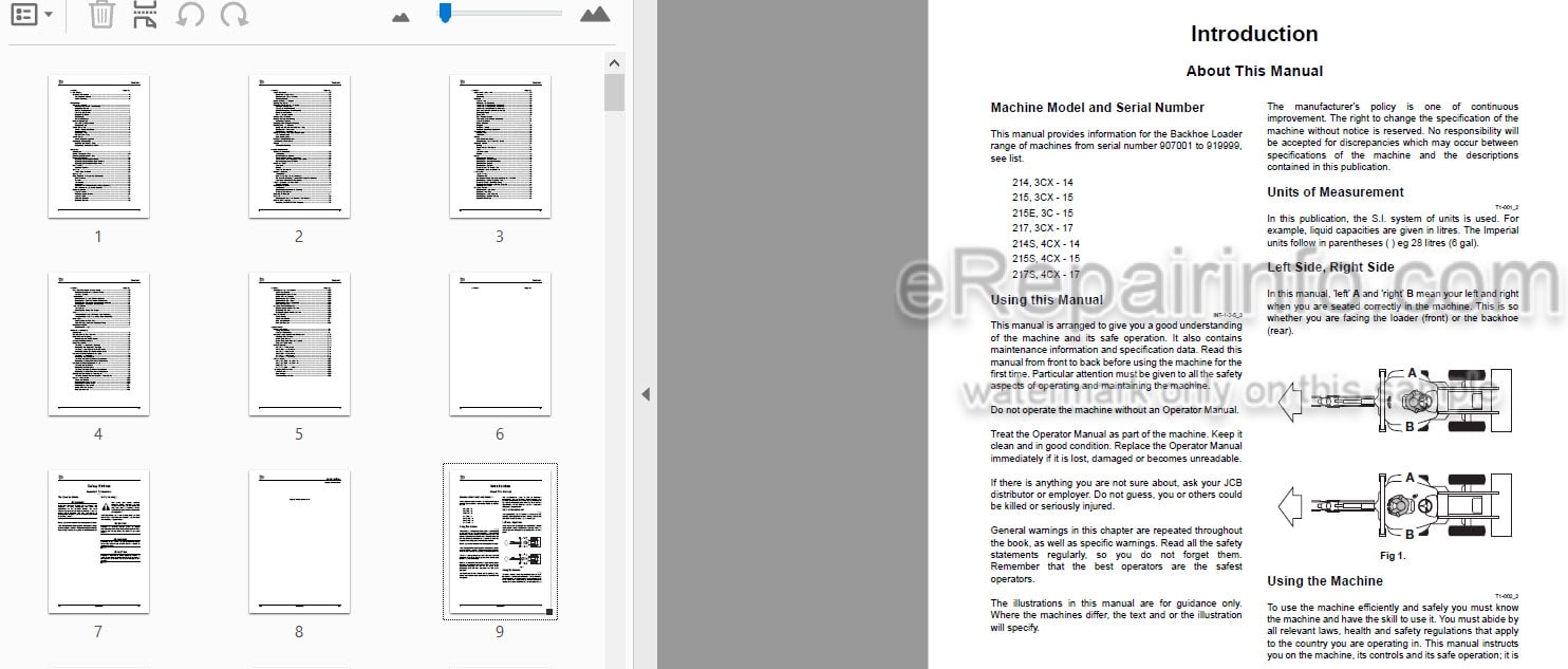 Photo 4 - JCB 3C 3CX 4CX Operators Manual Backhoe Loader 9801-9197
