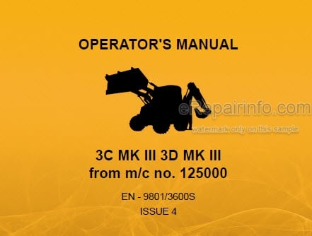 Photo 4 - JCB 3C 3D MK III Operators Manual Backhoe Loader 9801-3600S