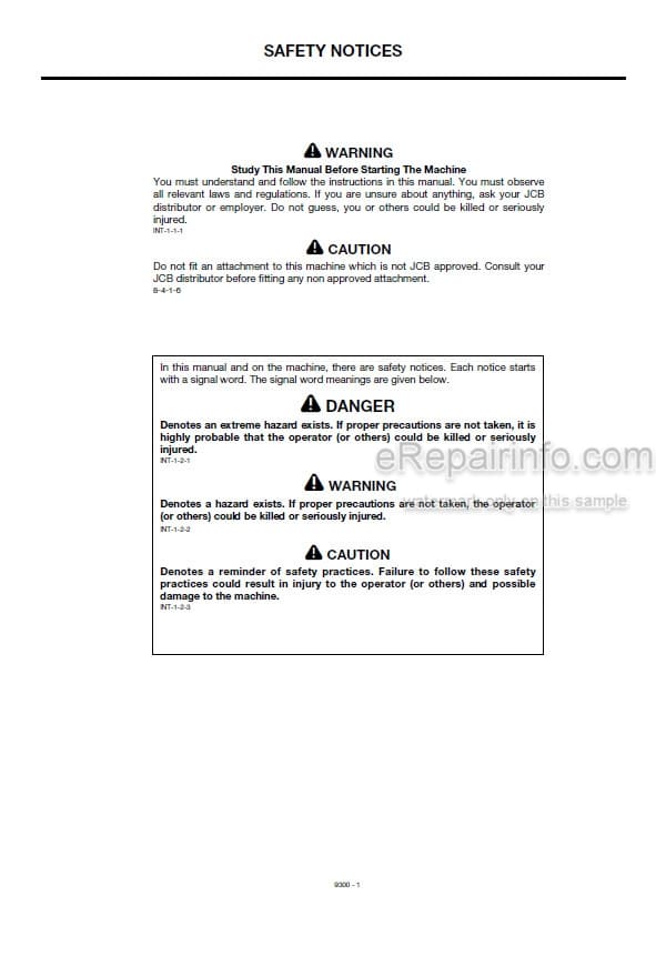 Photo 4 - JCB 3C Plus Operators Manual Backhoe Loader 9300