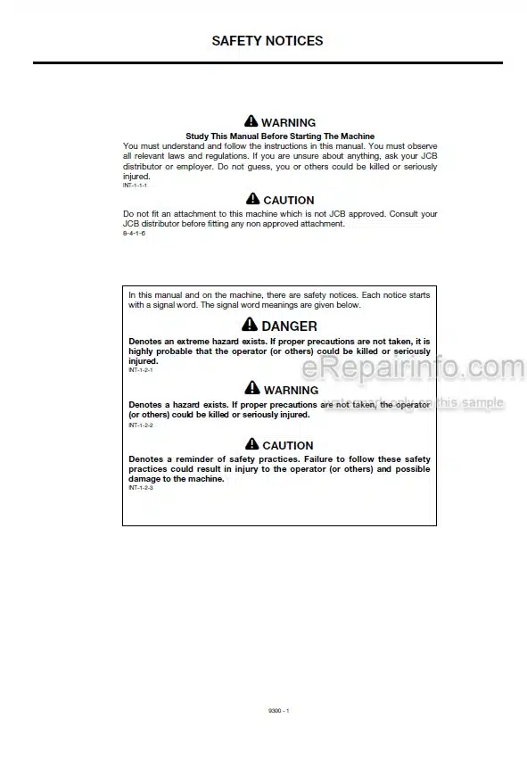 Photo 4 - JCB 3C Plus Operators Manual Backhoe Loader 9300