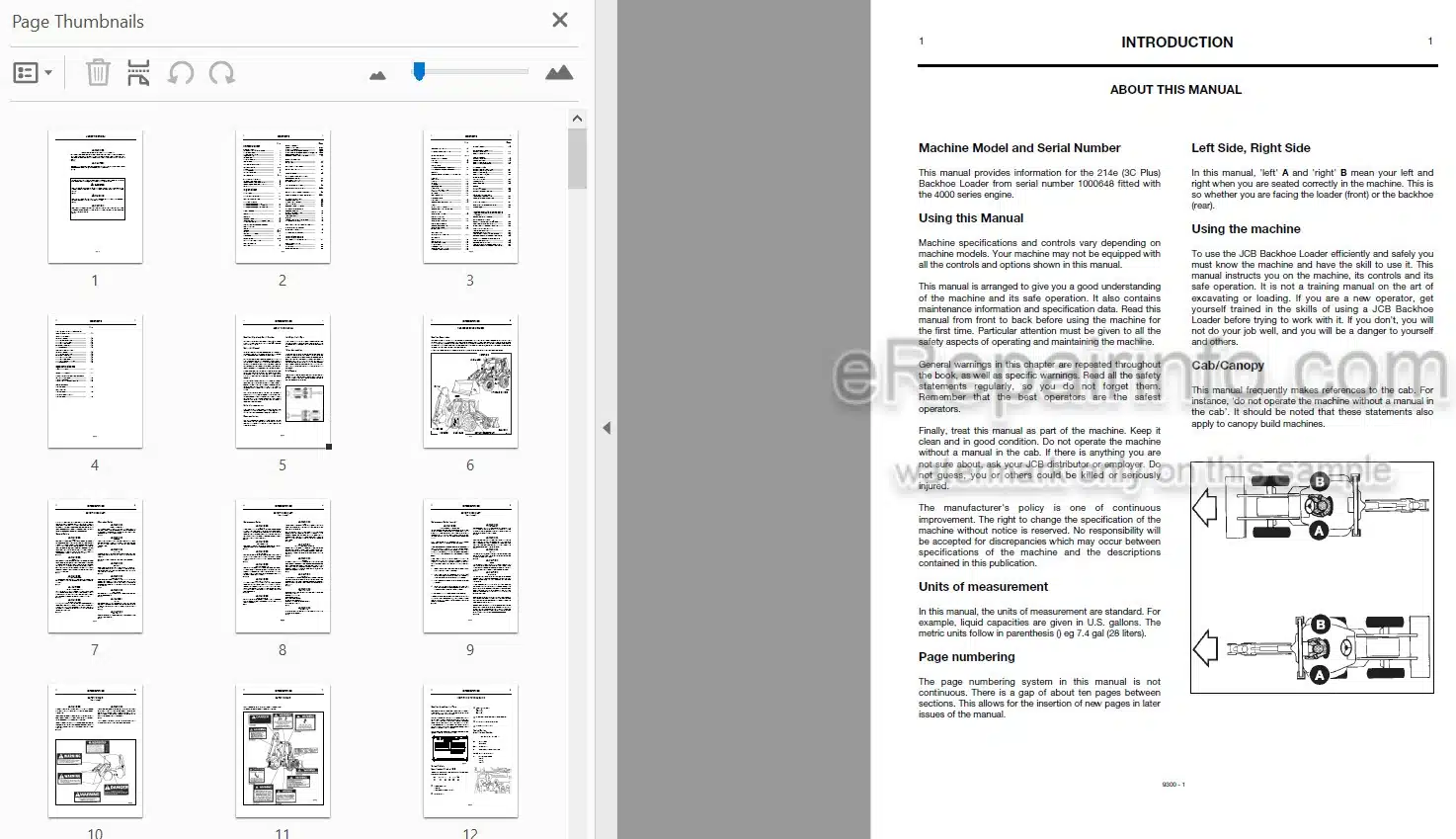 Photo 3 - JCB 3C Plus Operators Manual Backhoe Loader 9300