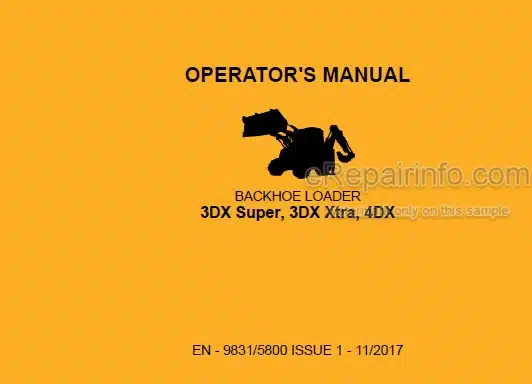 Photo 5 - JCB 3DX 4DX Super Xtra Operators Manual Backhoe Loader 9831-5800