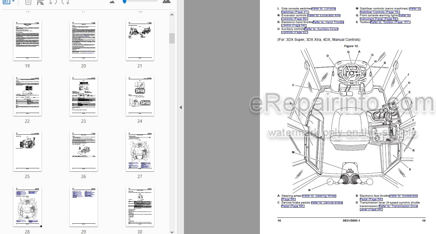 Photo 4 - JCB 3DX 4DX Super Xtra Operators Manual Backhoe Loader 9831-5800