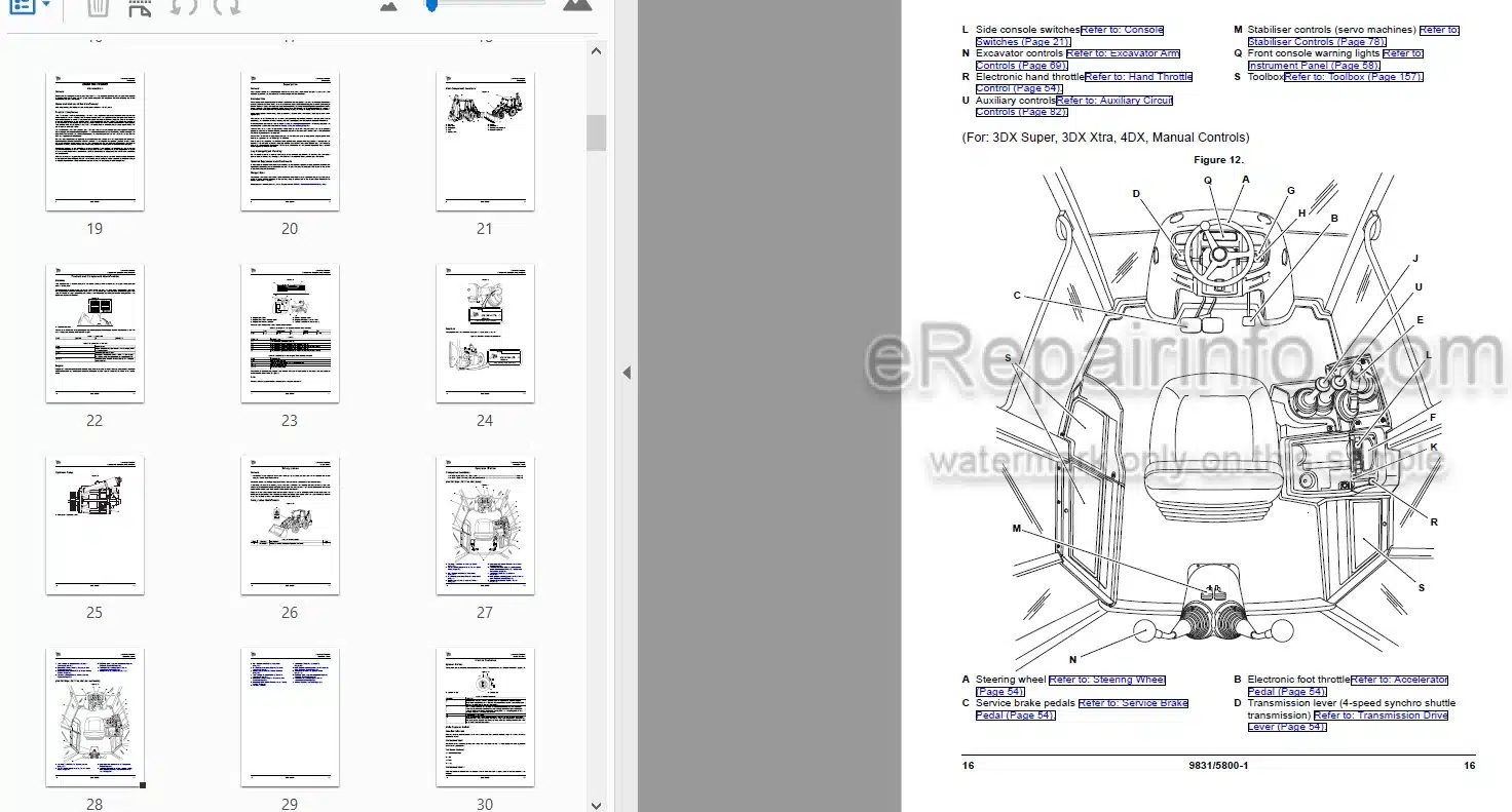 Photo 4 - JCB 3DX 4DX Super Xtra Operators Manual Backhoe Loader 9831-5800
