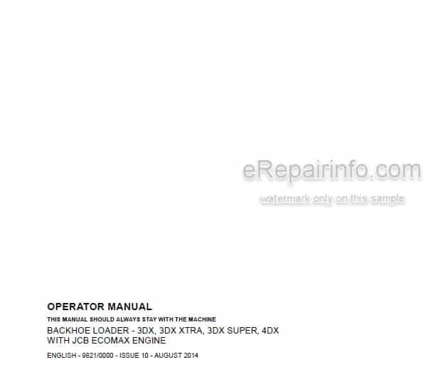 Photo 5 - JCB 3DX 4DX Xtra Super EcoMax Engine Operators Manual Backhoe Loader 9821-0000