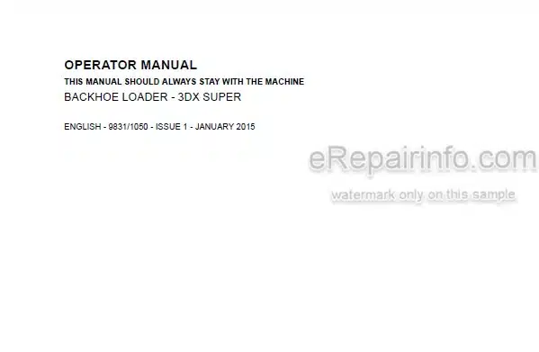 Photo 5 - JCB 3DX Super Operators Manual Backhoe Loader 9831-1050