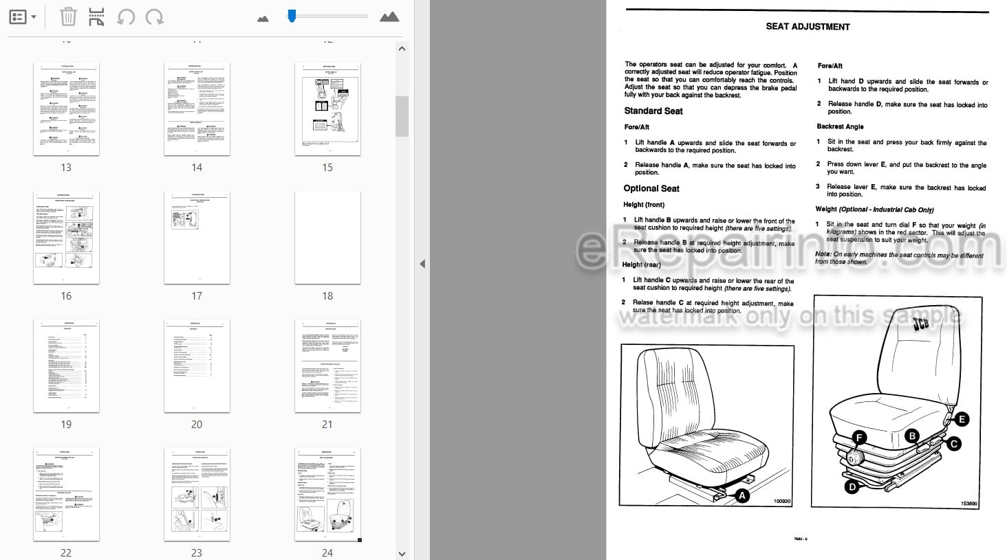 Photo 4 - JCB 406 408 Operators Handbook Wheel Loader 9801-7680
