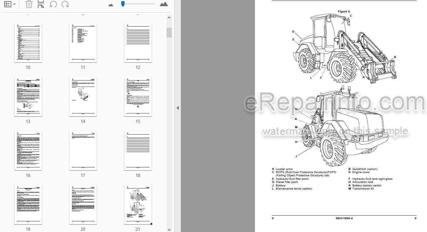 Photo 3 - JCB 411HT 413S 417HT Operators Manual Wheel Loader 9831-1850