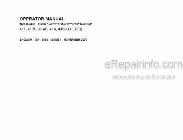 Photo 5 - JCB 411 412S 414S 416 416S Tier 3 Operators Manual Wheel Loader 9811-6950