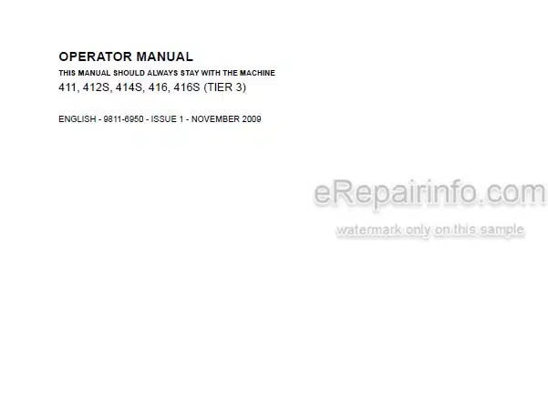 Photo 5 - JCB 411 412S 414S 416 416S Tier 3 Operators Manual Wheel Loader 9811-6950
