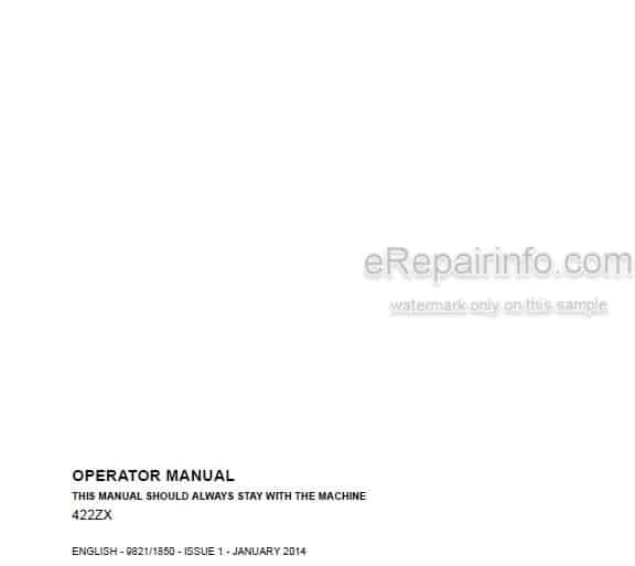 Photo 5 - JCB 422ZX Operators Manual Wheel Loader 9821-1850