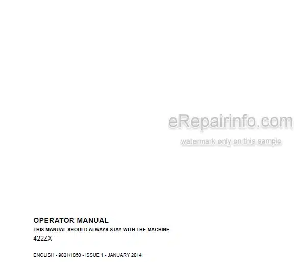Photo 5 - JCB 422ZX Operators Manual Wheel Loader 9821-1850