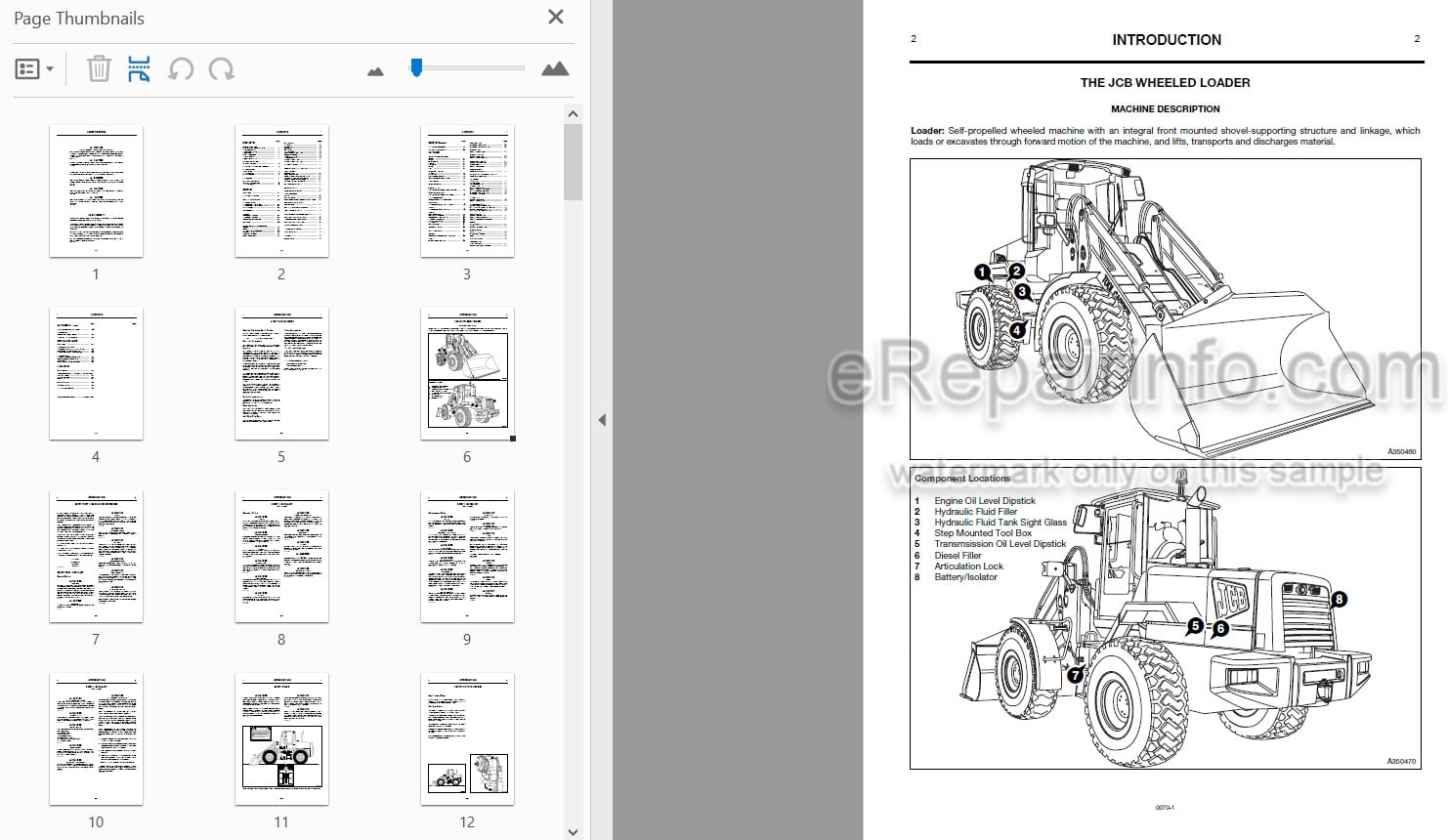 Photo 5 - JCB 426 Operators Manual Wheel Loader 0070