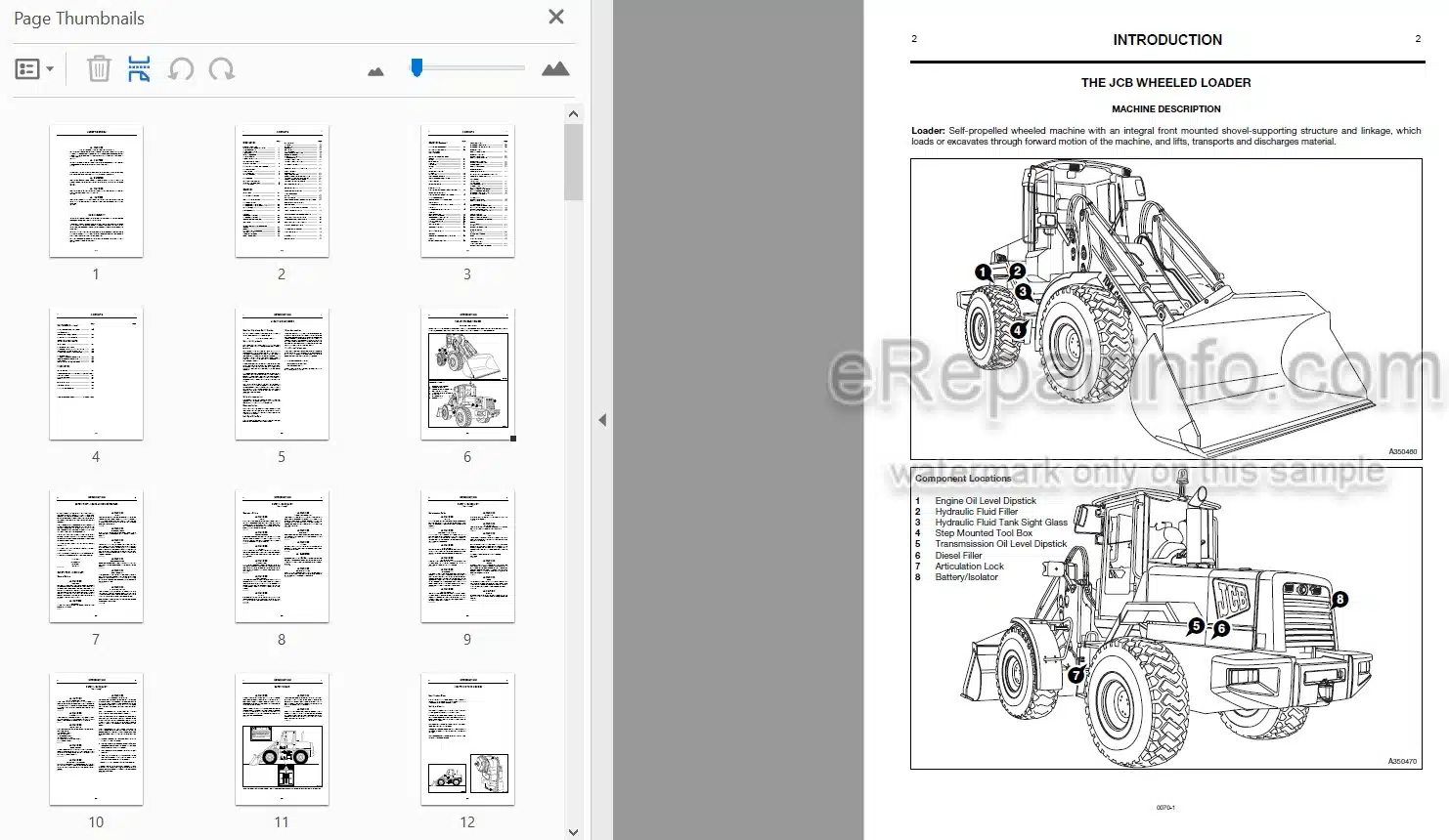 Photo 5 - JCB 426 Operators Manual Wheel Loader 0070
