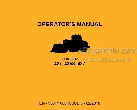 Photo 5 - JCB 427 435S 437 Operators Manual Wheel Loader 9831-1600
