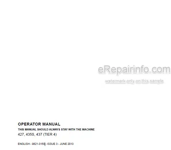 Photo 5 - JCB 427 435S 437 Tier 4 Operators Manual Wheel Loader 9821-3150