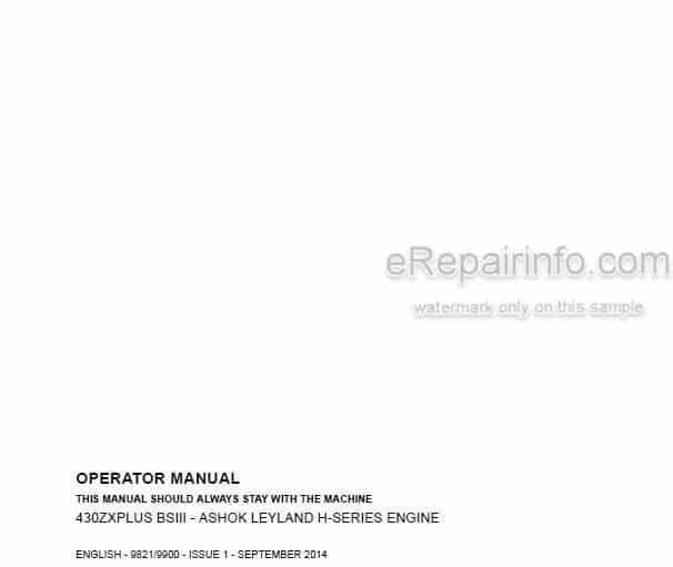 Photo 5 - JCB 430ZX Plus BSIII Operators Manual Wheel Loader 9821-9900