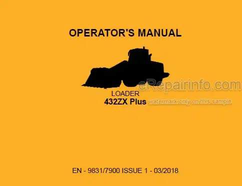 Photo 5 - JCB 432ZX Plus Operators Manual Wheel Loader 9831-7900