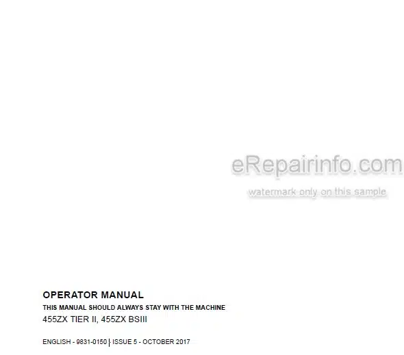 Photo 5 - JCB 455ZX 455ZX BSIII Tier II Operators Manual Wheel Loader 9831-0150-5