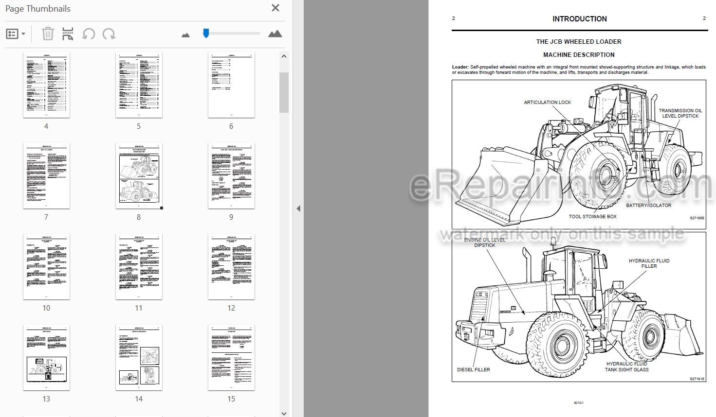 Photo 3 - JCB 456B Operators Manual Wheel Loader 9801-8210