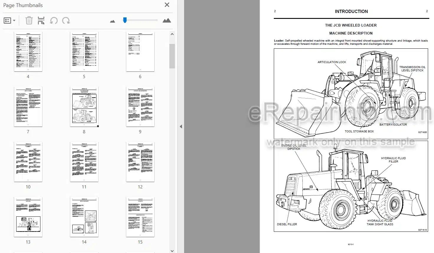 Photo 3 - JCB 456B Operators Manual Wheel Loader 9801-8210