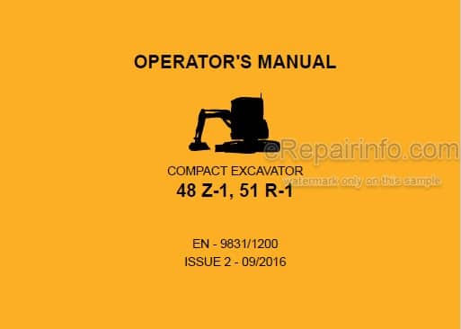 Photo 4 - JCB 48Z-1 51R-1 Operators Manual Compact Excavator 9831-1200