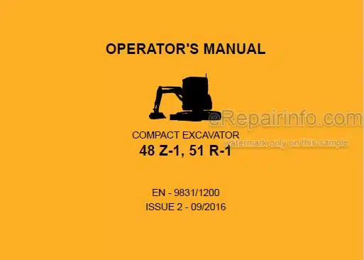 Photo 4 - JCB 48Z-1 51R-1 Operators Manual Compact Excavator 9831-1200