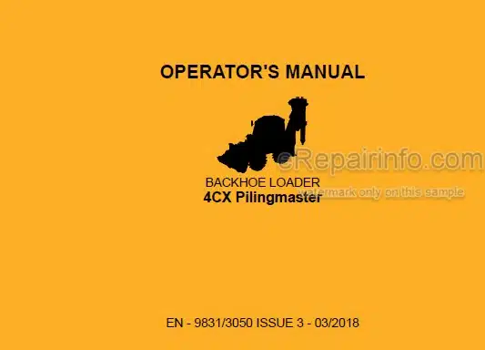 Photo 5 - JCB 4CX Pilingmaster Operators Manual Backhoe Loader 9831-3050