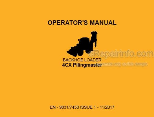 Photo 5 - JCB 4CX Pilingmaster Operators Manual Backhoe Loader 9831-7450