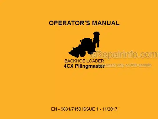 Photo 5 - JCB 4CX Pilingmaster Operators Manual Backhoe Loader 9831-7450