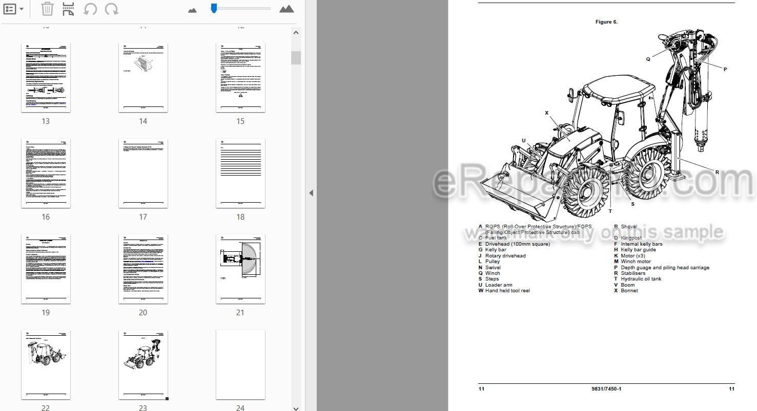 Photo 4 - JCB 4CX Pilingmaster Operators Manual Backhoe Loader 9831-7450