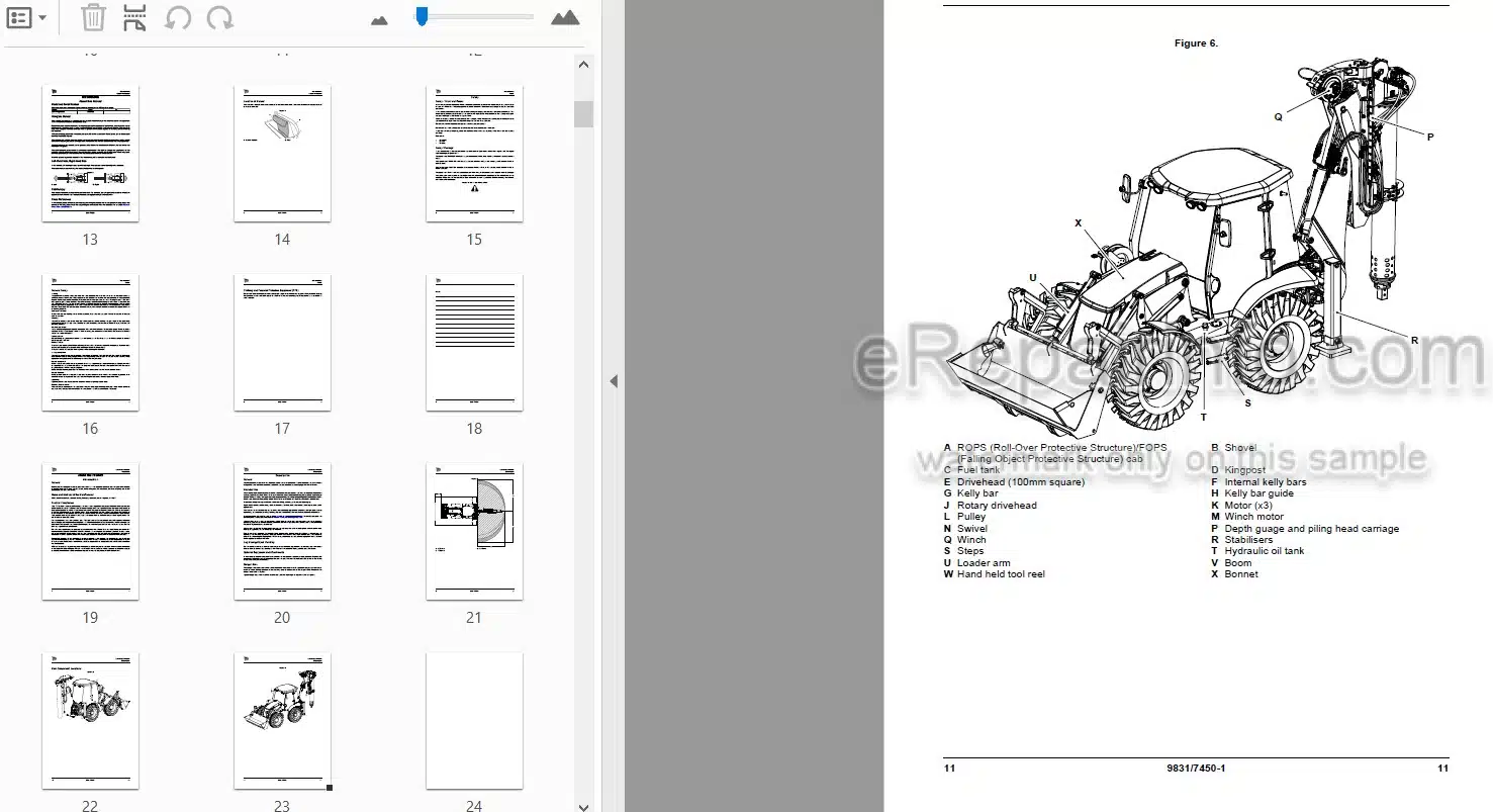 Photo 4 - JCB 4CX Pilingmaster Operators Manual Backhoe Loader 9831-7450