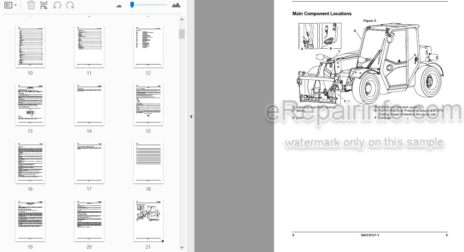 Photo 3 - JCB 505-20 Loadall Operators Manual Telescopic Handler 9831-5117