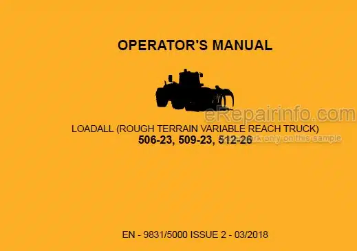 Photo 4 - JCB 506-23 509-23 512-26 Loadall Operators Manual Telescopic Handler 9831-5000
