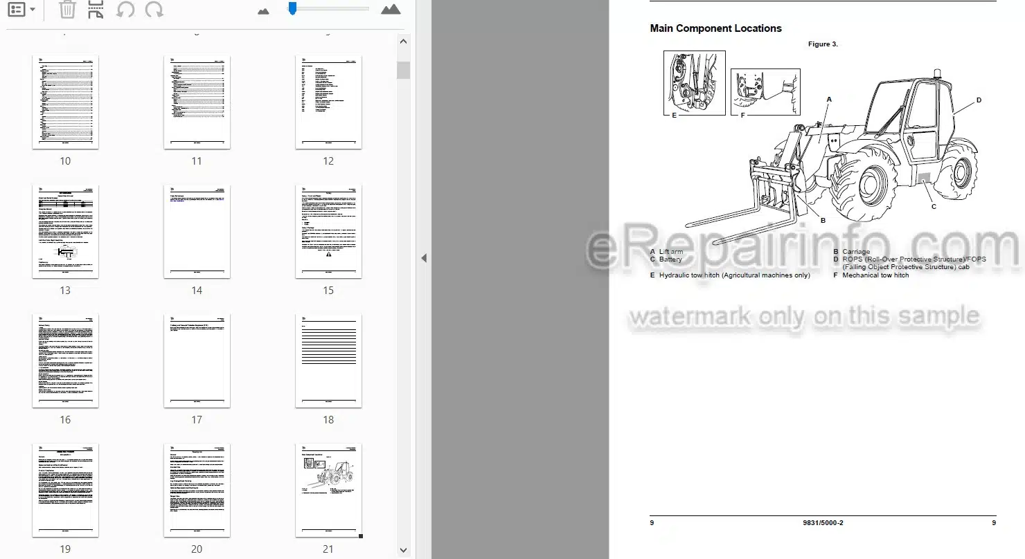Photo 3 - JCB 506-23 509-23 512-26 Loadall Operators Manual Telescopic Handler 9831-5000