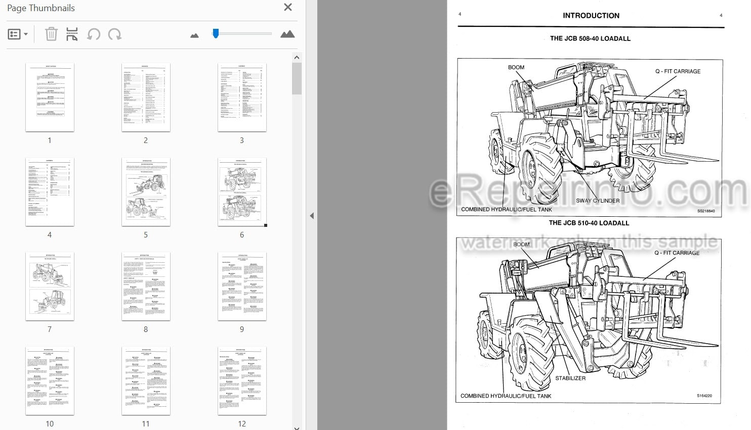 Photo 4 - JCB 506-36 508-40 510-40 506B Loadall Operators Manual Telescopic Handler