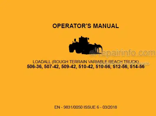 Photo 4 - JCB 506-36 507-42 509-42 510-42 510-56 512-56 514-56 Loadall Operators Manual Telescopic Handler 9831-0050