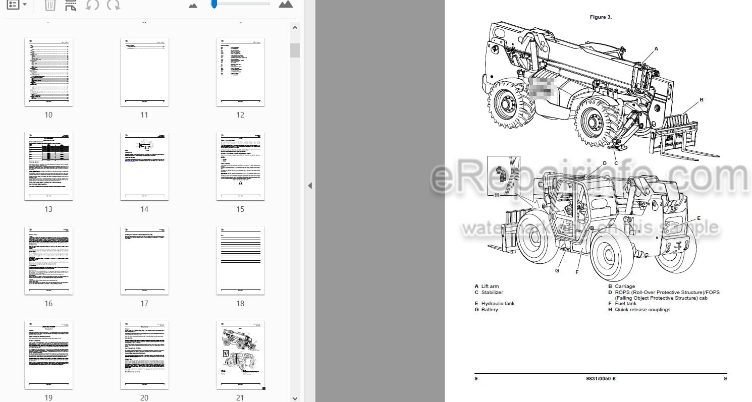Photo 3 - JCB 506-36 507-42 509-42 510-42 510-56 512-56 514-56 Loadall Operators Manual Telescopic Handler 9831-0050