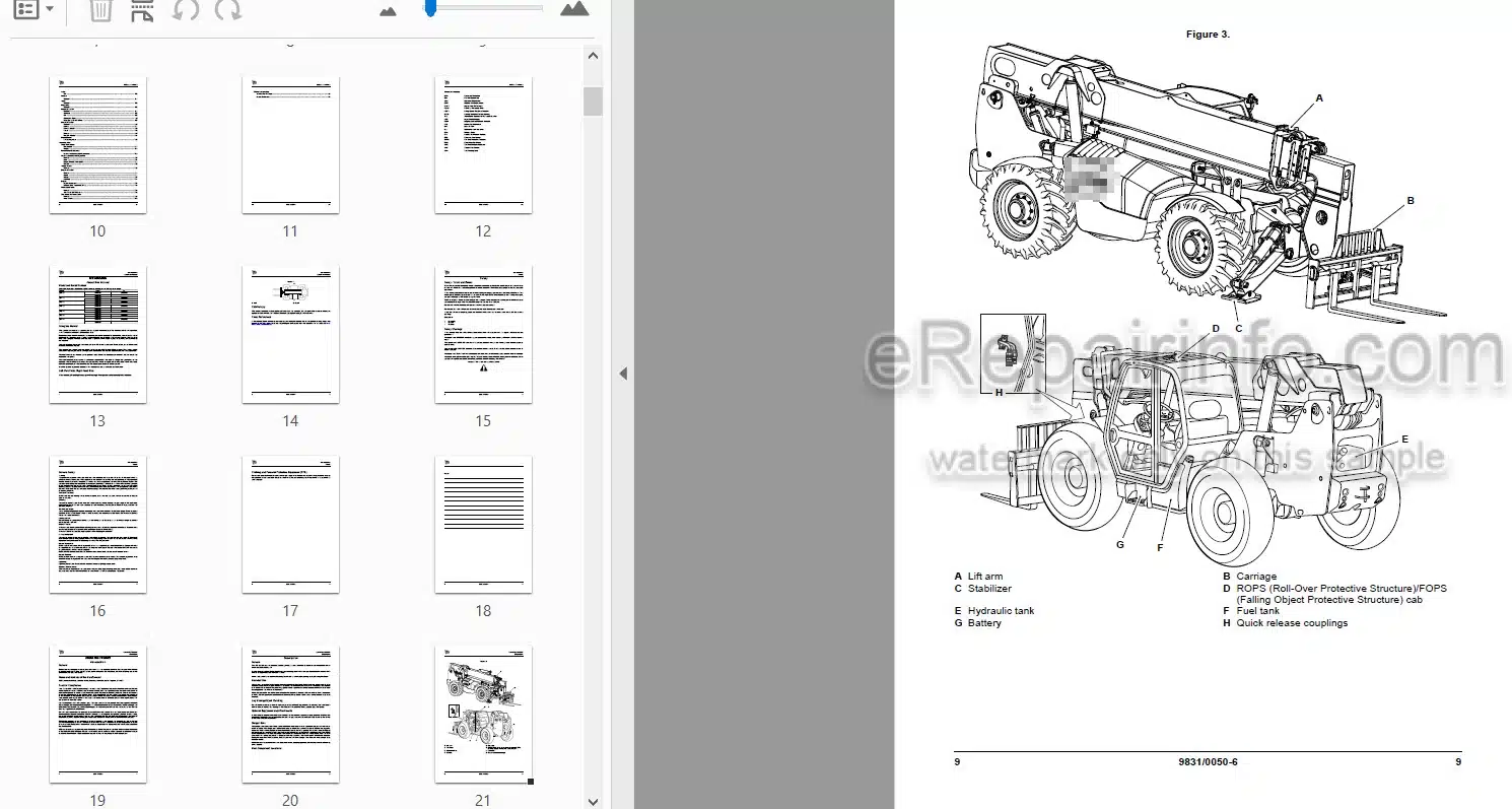 Photo 3 - JCB 506-36 507-42 509-42 510-42 510-56 512-56 514-56 Loadall Operators Manual Telescopic Handler 9831-0050